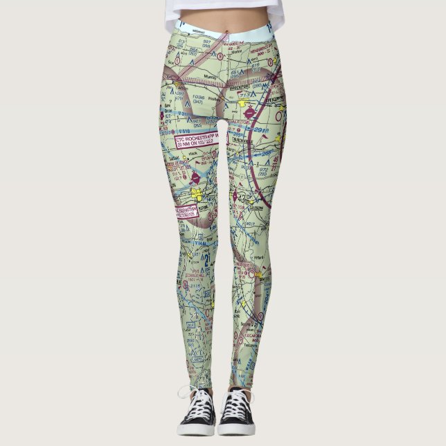 Leggings Rochester NY Aviation Map  Sale Price (Front)