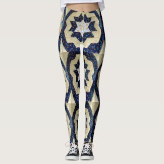 Leggings - Tiled Star Flower Quilt Pattern