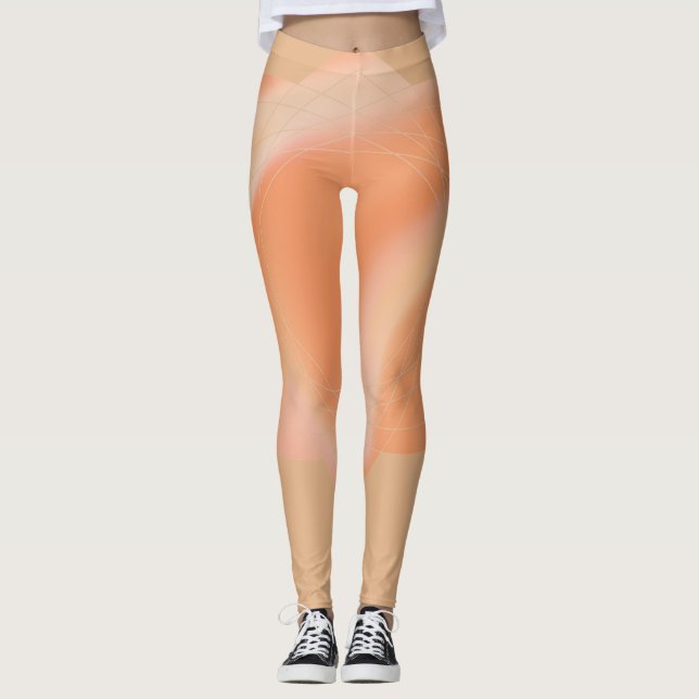 Leggings with abstract peach coloured design (Front)