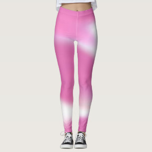 Leggings with abstract pink and white design