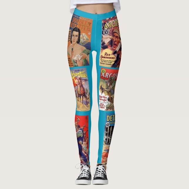 Leggings with Emmett Watson pulp magazine covers (Front)