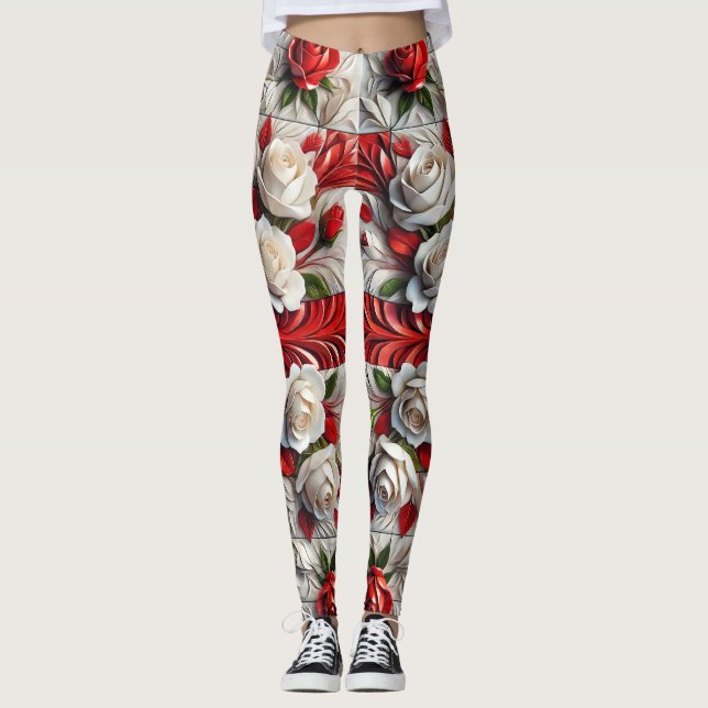 Leggings with English Roses Design (Front)