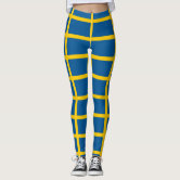 Sweden Ukraine flag stripes lines pattern blue yel Leggings