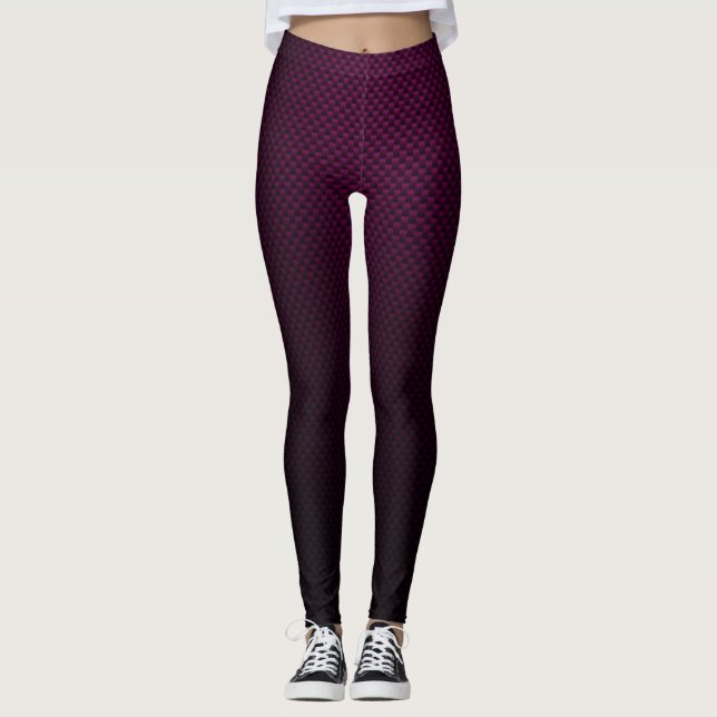 Leggings with purple black carbon fiber pattern (Front)