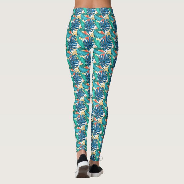 Leggings with Tropical Leaves (Back)
