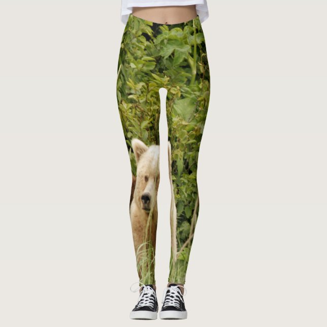 leggings with two grizzly bear cubs plus mom (Front)