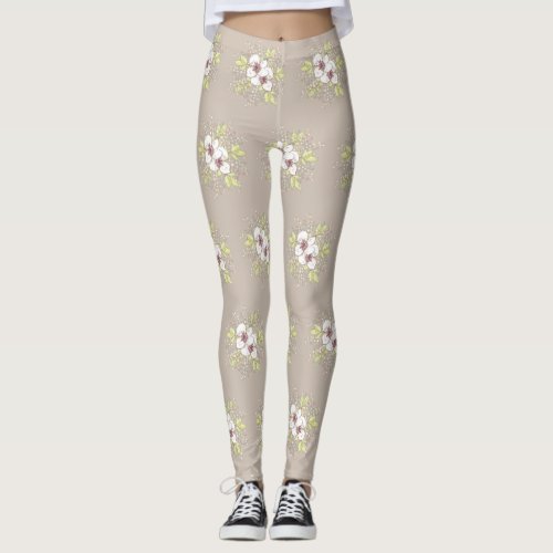 Leggings with White Floral Design