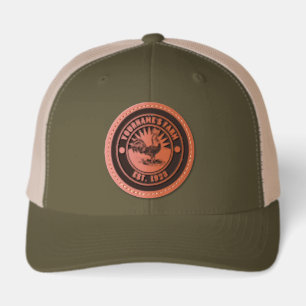 Leghorn Rooster Farm  Leather Patch Hat