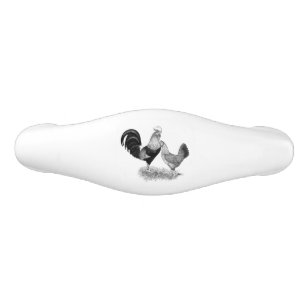 Leghorns Production Brown Chickens Ceramic Drawer Pull