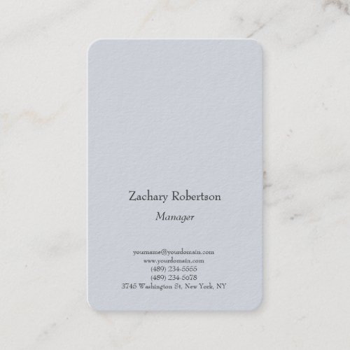 Legible trendy plain simple minimalist blue business card