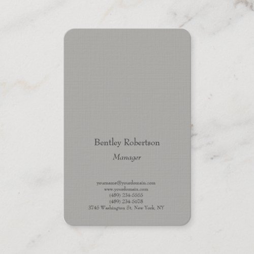 Legible trendy plain simple minimalist grey business card