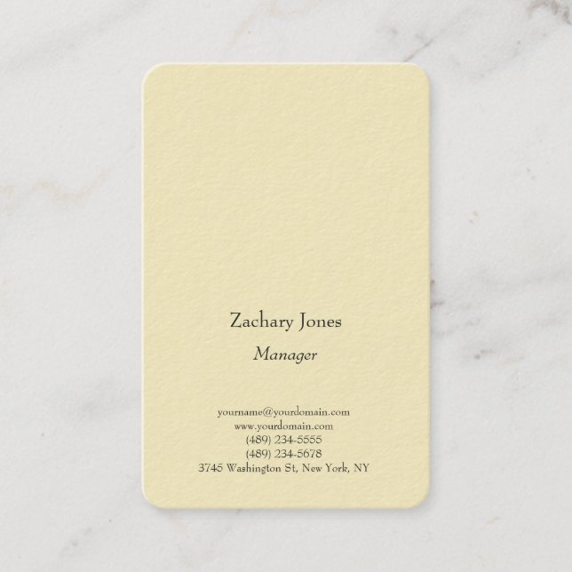 Legible trendy plain simple minimalist yellow business card (Front)
