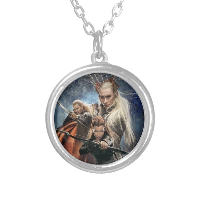 LEGOLAS GREENLEAF™, TAURIEL™, and Thranduil Silver Plated Necklace (Front)