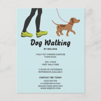 Legs And A Cute Brown Dog - Dog Walking Business Flyer | Zazzle