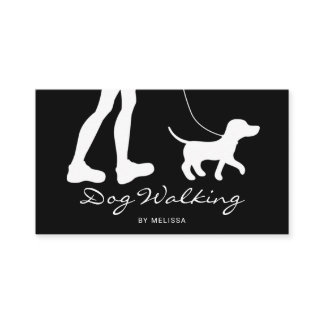 Legs And Little Dog Black And White Dog Walker Business Card