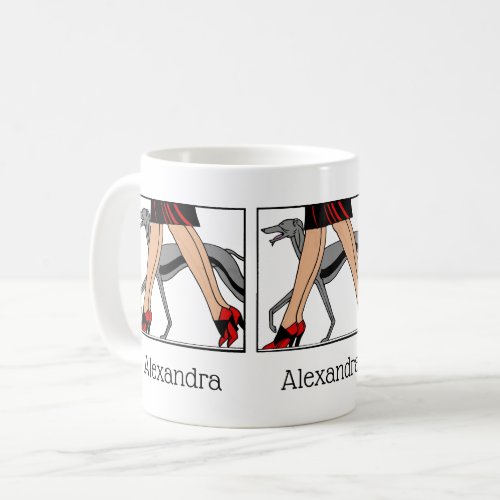 Legs Art Deco Women Greyhound Whippet Dog R Coffee Mug