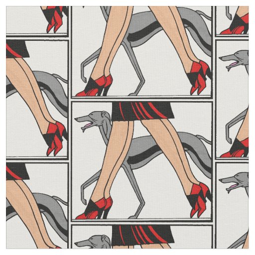 Legs Art Deco Women Greyhound Whippet Dog R Fabric