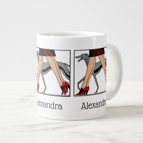 Legs Art Deco Women Greyhound Whippet Dog R Giant Coffee Mug