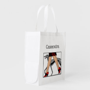 Legs Art Deco Women Greyhound Whippet Dog R Grocery Bag