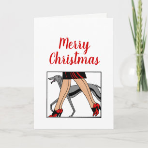 Legs Art Deco Women Greyhound Whippet Dog R Holiday Card