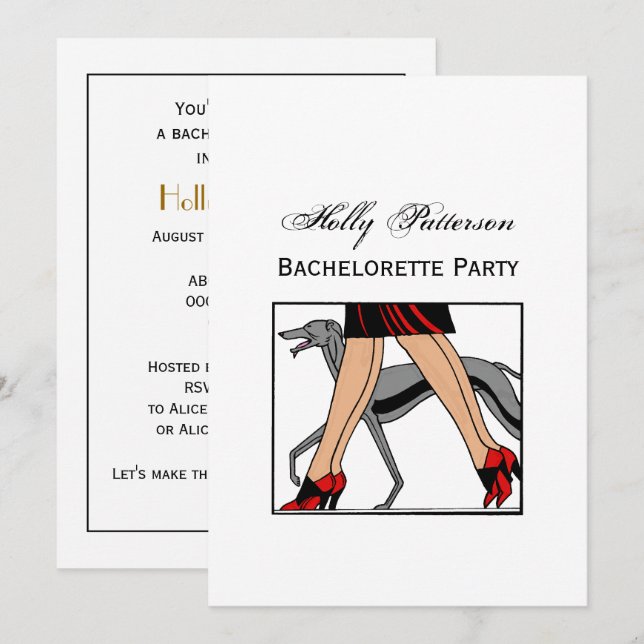Legs Art Deco Women Greyhound Whippet Dog R Invitation (Front/Back)
