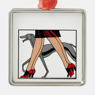 Legs Art Deco Women Greyhound Whippet Dog R Metal Ornament