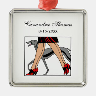 Legs Art Deco Women Greyhound Whippet Dog R Metal Ornament