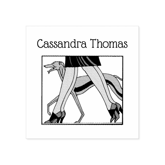 Legs Art Deco Women Greyhound Whippet Dog R Name Rubber Stamp (Imprint)