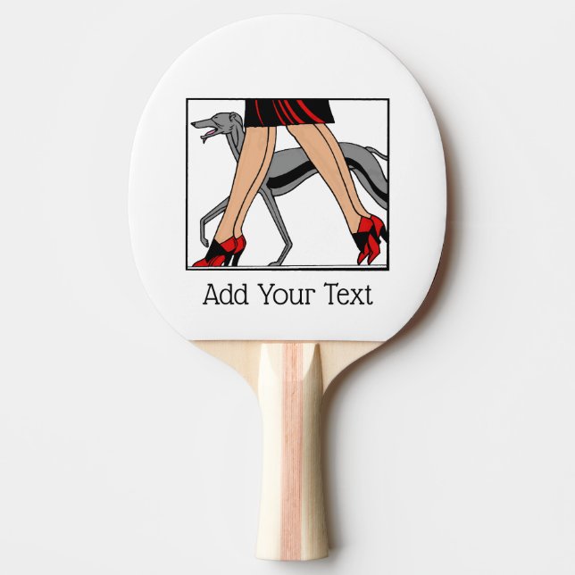 Legs Art Deco Women Greyhound Whippet Dog R Ping Pong Paddle (Front)