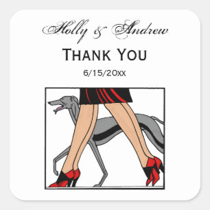 Legs Art Deco Women Greyhound Whippet Dog R Square Sticker