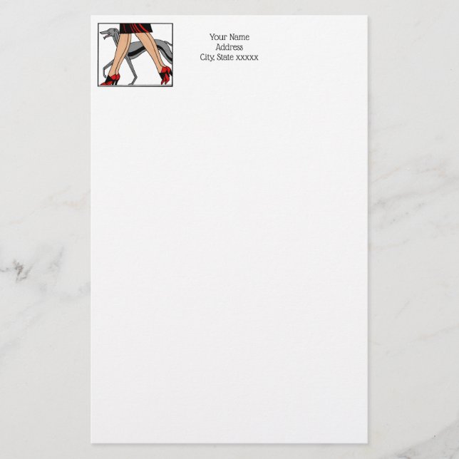 Legs Art Deco Women Greyhound Whippet Dog R Stationery (Front)