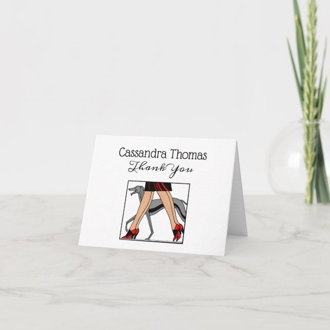 Legs Art Deco Women Greyhound Whippet Dog R Thank You Card (Front)