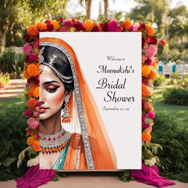 Lehenga Choli Ethnic Indian Bridal Shower Welcome  Foam Board (Creator Uploaded)