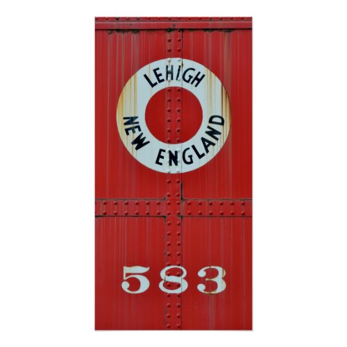 Lehigh  New England Railroad 583 Boxcar Caboose Poster