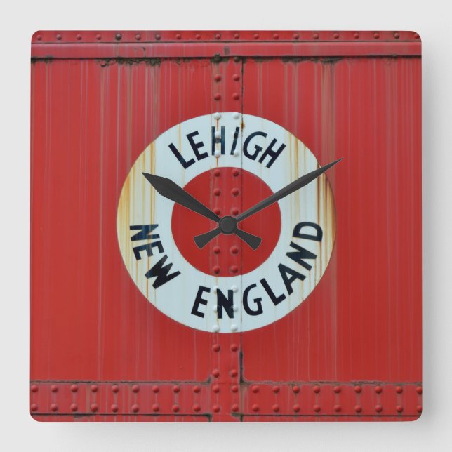 Lehigh & New England Railroad 583 Boxcar Caboose Square Wall Clock (Front)