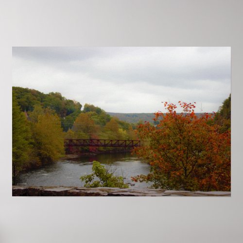 Lehigh River Autumn Bridge Poster