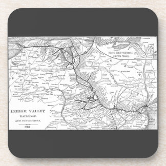 Lehigh Valley Railroad Map 1903 Drink Coaster