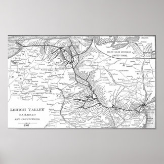 Lehigh Valley Railroad Map 1903  Poster