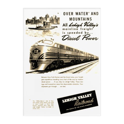 Lehigh Valley Railroad New Diesel Power 1950   Acrylic Print