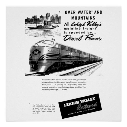 Lehigh Valley Railroad New Diesel Power 1950  Poster