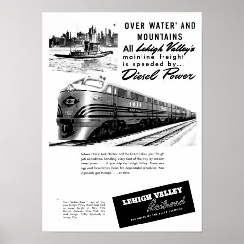 Lehigh Valley Railroad _ New Diesel Power 1950 Poster
