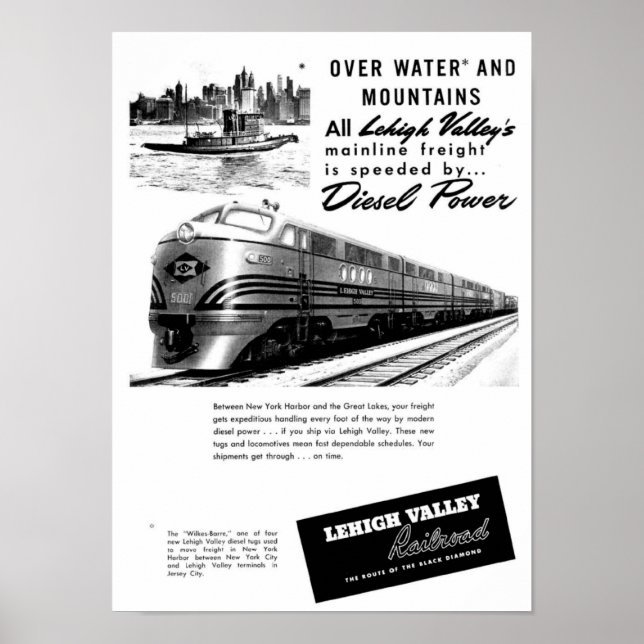 Lehigh Valley Railroad - New Diesel Power 1950 Poster (Front)