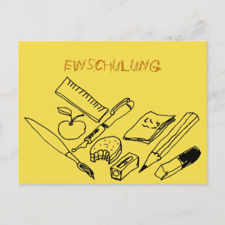 Lehrmittel auf Einladung zur Einschulung Postcard