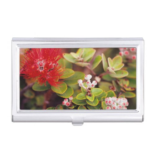 Lehua Blossoms In Hawaii Volcanoes Business Card Holder