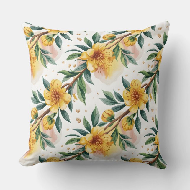 Lehua Mamo Dream – Hawaii’s Golden Heart Throw Pillow (Front)