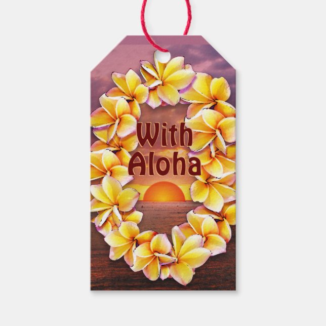 Lei with Aloha (customizable) Gift Tags (Front)