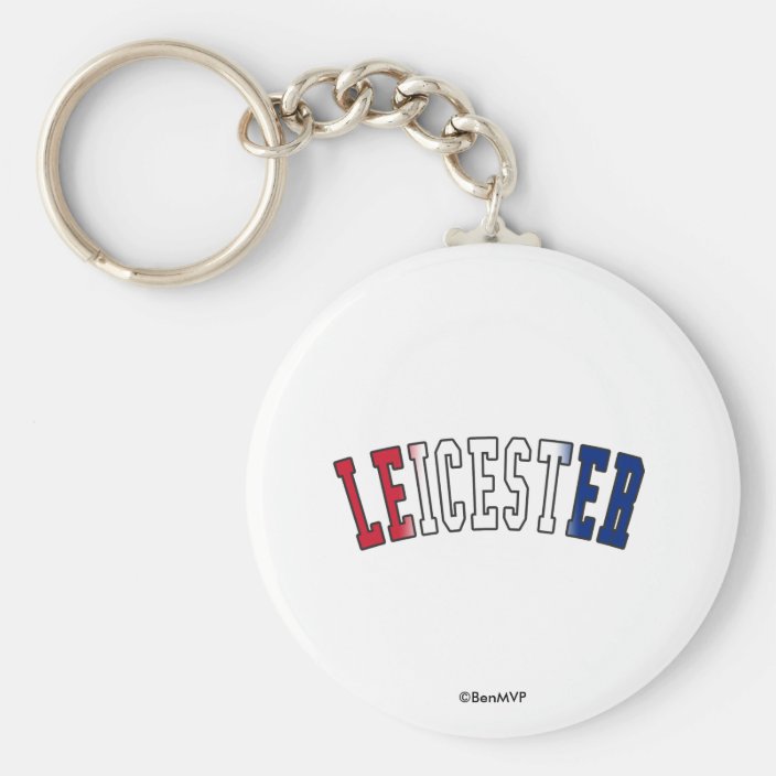 Leicester in United Kingdom National Flag Colors Keychain