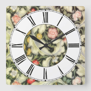 Leicester Vintage Floral Square Wall Clock