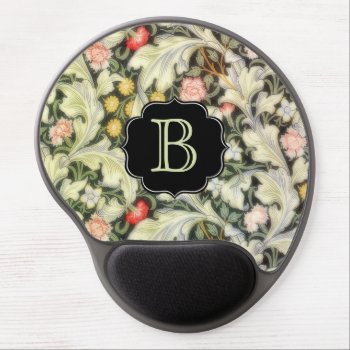 Leicester Vintage Floral With Custom Monogram Gel Mouse Pad by encore_arts at Zazzle