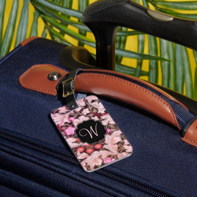 Leicester Vintage Floral with Monogram Luggage Tag (Front Insitu 1)